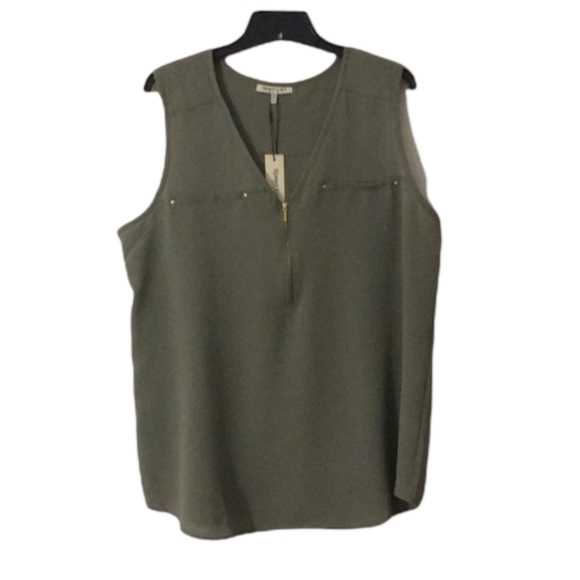 Olive Green Zip Pocketed Tank 1X Speed Limit - Picture 1 of 14